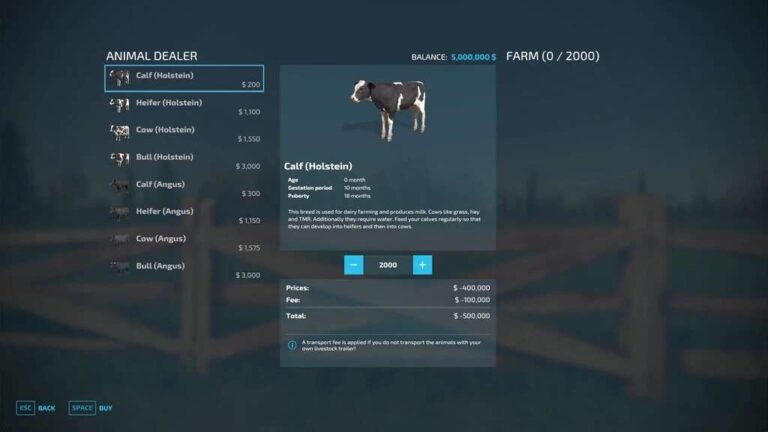 Increase Maximum Purchase Limit For Animals v1.0 FS22 [Download Now]